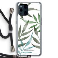 Tropical watercolor leaves: Oppo Find X3 Pro Transparant Hoesje met koord