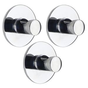 Plakhaakje rond - 3x stuks - zilver - Diameter 4 cm - Zelfklevende ophang haakjes - zink