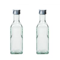 2x Glazen vierkante flesjes met schroefdoppen 100 ml