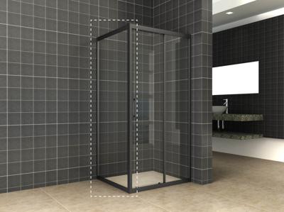 Wiesbaden Skyline zijwand 1000x2000 mat-zwart 8mm NANO voor skyline schuifbare nisdeur