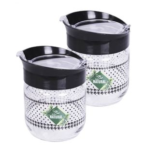 Suikerpot met lepel 2x van glas 350 ml - Voorraadpot