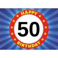 50 jaar leeftijd sticker verkeersbord verjaardag versiering - Feeststickers - thumbnail