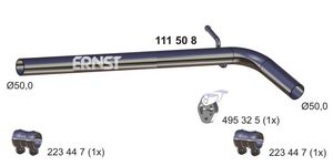 Uitlaatpijp ERNST, Inbouwplaats: Midden, u.a. fÃ¼r Seat, Audi, Skoda, VW