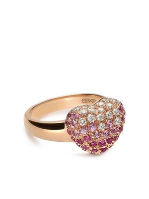 LEO PIZZO bague Amore en or rose 18ct ornée de diamants et de saphir