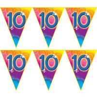 Verjaardag thema 10 jaar - 2x - feest vlaggenlijn - 5 meter - Feestartikelen/versiering - kunststof