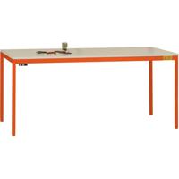 Manuflex LD1908.2001 ESD ESD-werktafel UNIDESK met melamine schijf, onderstel roodoranje RAL 2001, bxdxh = 1200 x 800 x 720-730 mm Rood-oranje (RAL 2001)