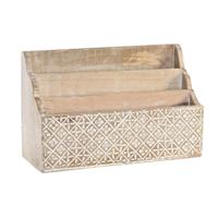 Multi-Functionele Organiser DKD Home Decor Wit Natuurlijk Mangohout 32 x 13 x 21 cm 33 x 12 x 21 cm Lakens (12 Stuks)