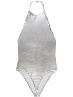 Courrèges body métallisé à logo brodé - Argent