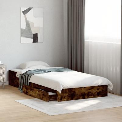Bedframe met lades bewerkt hout gerookt eikenkleurig 90x190 cm