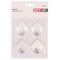 Excellent Houseware ophang haakjes - zelfklevend - 4x stuks - keuken - badkamer - rvs - D3.5 cm