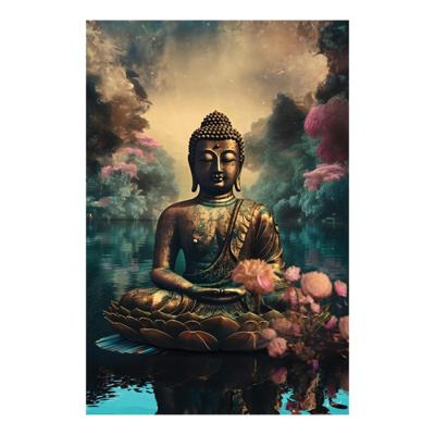 Glasschilderij - Bronzen Boeddhabeeld - 120 x 80 cm Glasschilderij - Bronzen Boeddhabeeld - 120 x 80 cm