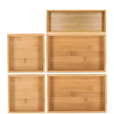 Lade bakjes organiseer set - 5x delig - bamboe hout - opbergsysteem - 38 x 48 cm