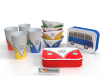 Volkswagen Lunch set - 4 bekers, 4 kommen, 2 lunchtrommels - Bamboe Volkswagen Lunch set - 4 bekers, 4 kommen, 2 lunchtrommels - Bamboe