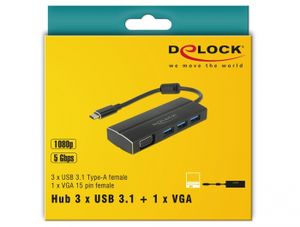 DeLOCK 63932 interface hub USB 3.2 Gen 1 (3.1 Gen 1) Type-C 5000 Mbit/s Zwart