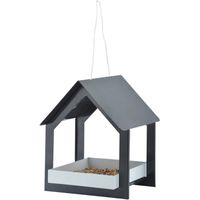 Metalen vogelhuisje/voedertafel hangend antraciet 23 cm - Vogelvoederhuisjes - thumbnail