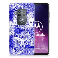 Silicone Back Case Motorola One Zoom Angel Skull Blauw