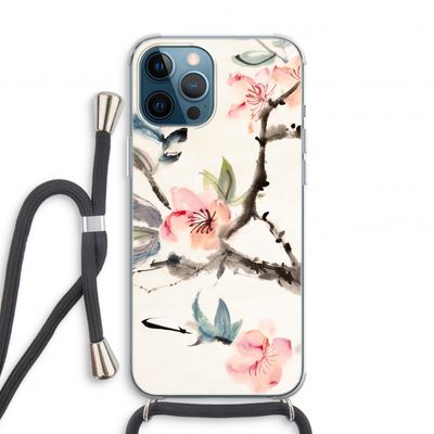 Japanse bloemen: iPhone 12 Pro Transparant Hoesje met koord