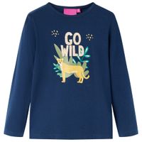 Kindershirt lange mouwen dierenprint 128 marineblauw