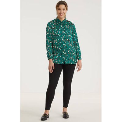 Simply Be Capsule blouse met dierenprint donkergroen/zwart/ecru Simply Be Capsule blouse met dierenprint donkergroen/zwart/ecru