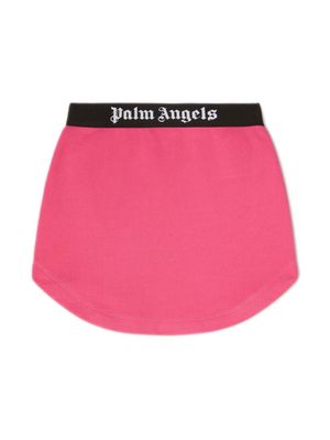 Palm Angels Kids jupe en coton à logo imprimé - Rose