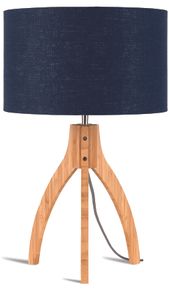Good&Mojo Tafellamp 'Annapurna' Bamboe en Eco linnen, kleur Denimblauw