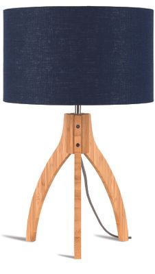 Good&Mojo Tafellamp 'Annapurna' Bamboe en Eco linnen, kleur Denimblauw