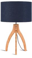 Good&Mojo Tafellamp 'Annapurna' Bamboe en Eco linnen, kleur Denimblauw