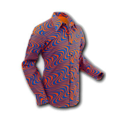 Chenaski Wavyline 70s Shirt Orange Blue-S