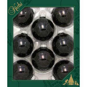 Krebs kerstballen - 16x - ebony zwart glans kleur - D7 cm - glas - kerstversiering