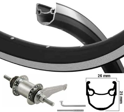 Kgs achterwiel 28 inch (622) stratos velg zwart/zilver shimano remnaaf