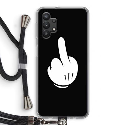 Middle finger black: Samsung Galaxy A32 5G Transparant Hoesje met koord