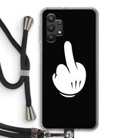 Middle finger black: Samsung Galaxy A32 5G Transparant Hoesje met koord