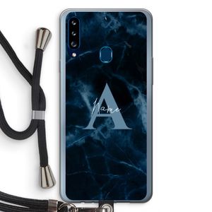 Midnight Marble: Samsung Galaxy A20s Transparant Hoesje met koord