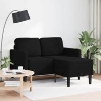 2-zitsbank met ligchaise L-vormig 125 cm stof zwart
