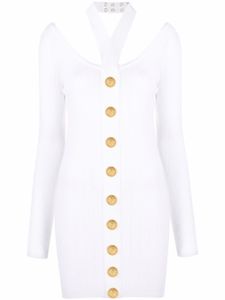 Balmain robe en maille à dos ouvert - Blanc