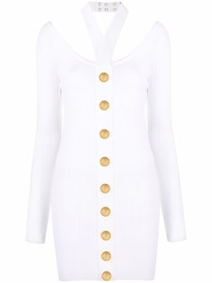 Balmain robe en maille à dos ouvert - Blanc