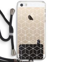 Zwart-witte kubussen: iPhone 5 / 5S / SE Transparant Hoesje met koord