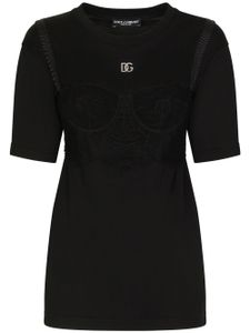 Dolce & Gabbana t-shirt à détail de soutien-gorge - Noir