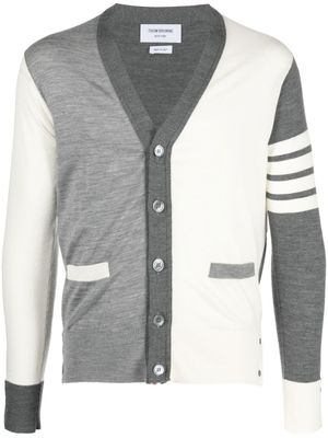 Thom Browne cardigan colour block en laine - Gris Thom Browne cardigan colour block en laine - Gris