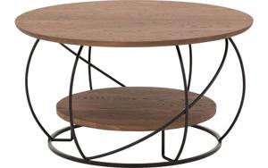 Goossens Salontafel Bellis rond, hout eiken donker bruin, stijlvol landelijk, 80 x 45 x 80 cm
