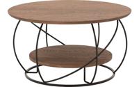 Goossens Salontafel Bellis rond, hout eiken donker bruin, stijlvol landelijk, 80 x 45 x 80 cm