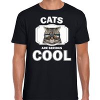 Dieren coole poes t-shirt zwart heren - cats are cool shirt - thumbnail