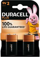 Duracell batterij Plus 100% 9V, blister van 2 stuks