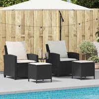 4-delige tuinbankset met kussens, zwart polyrotan 4-delige tuinbankset met kussens, zwart polyrotan