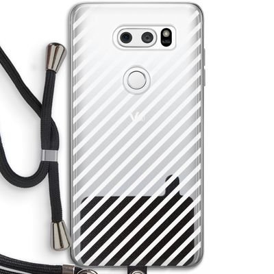 Strepen zwart-wit: LG V30 Transparant Hoesje met koord