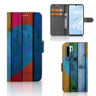 Huawei P30 Pro | Book Style Case | Wood Heart - Cadeau voor je Vriend