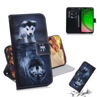 Wolf en hond patroon gekleurde tekening horizontale Flip lederen case voor Motorola Moto G7 spelen met houder & kaartsleuven & portemonnee