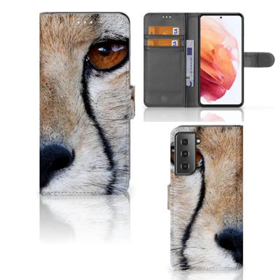 Samsung Galaxy S21 | Telefoonhoesje | Met pasjeshouder | Cheetah