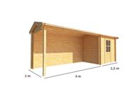 Blokhut met overkapping Fenna 650 cm bij 200 cm diep Zadeldak - Warentuin collection