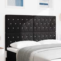 LED Hoofdbord met LED -striplichten Geruit Zwart 144 cm Fluweel